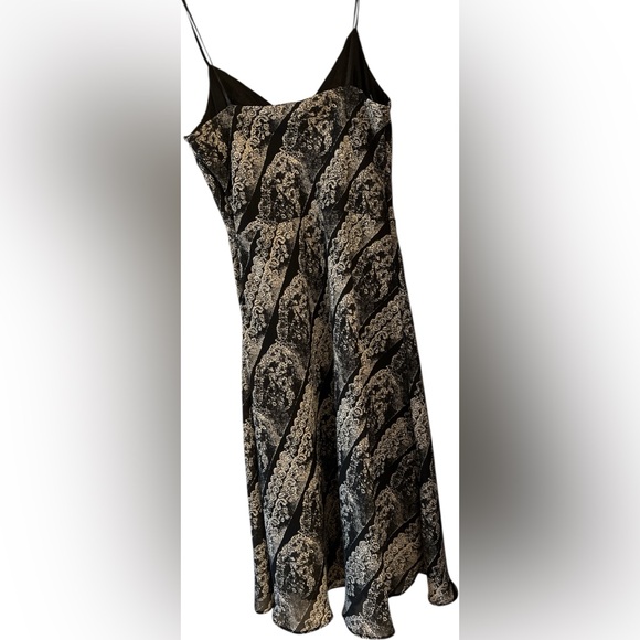 Rag Dresses & Skirts - RAG Black Cream Lace Print Slip Midi Dress Bias Cut Side Zip Romantic Goth